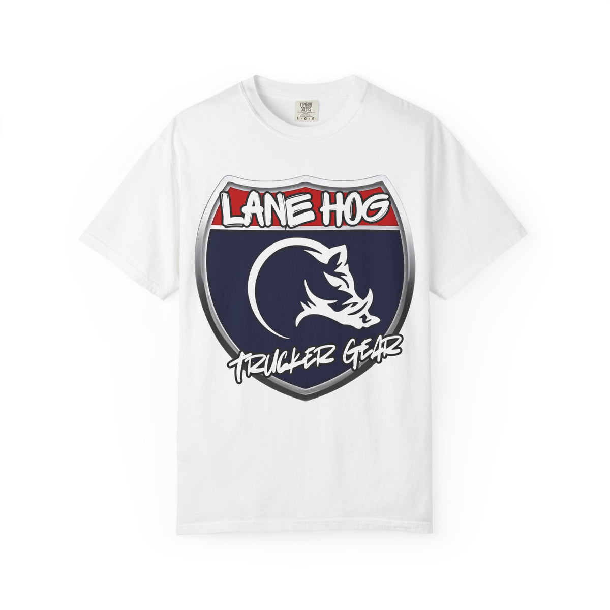 Lane Hog Trucker Gear T-Shirt — Vintage Boar Shield Logo Tee
