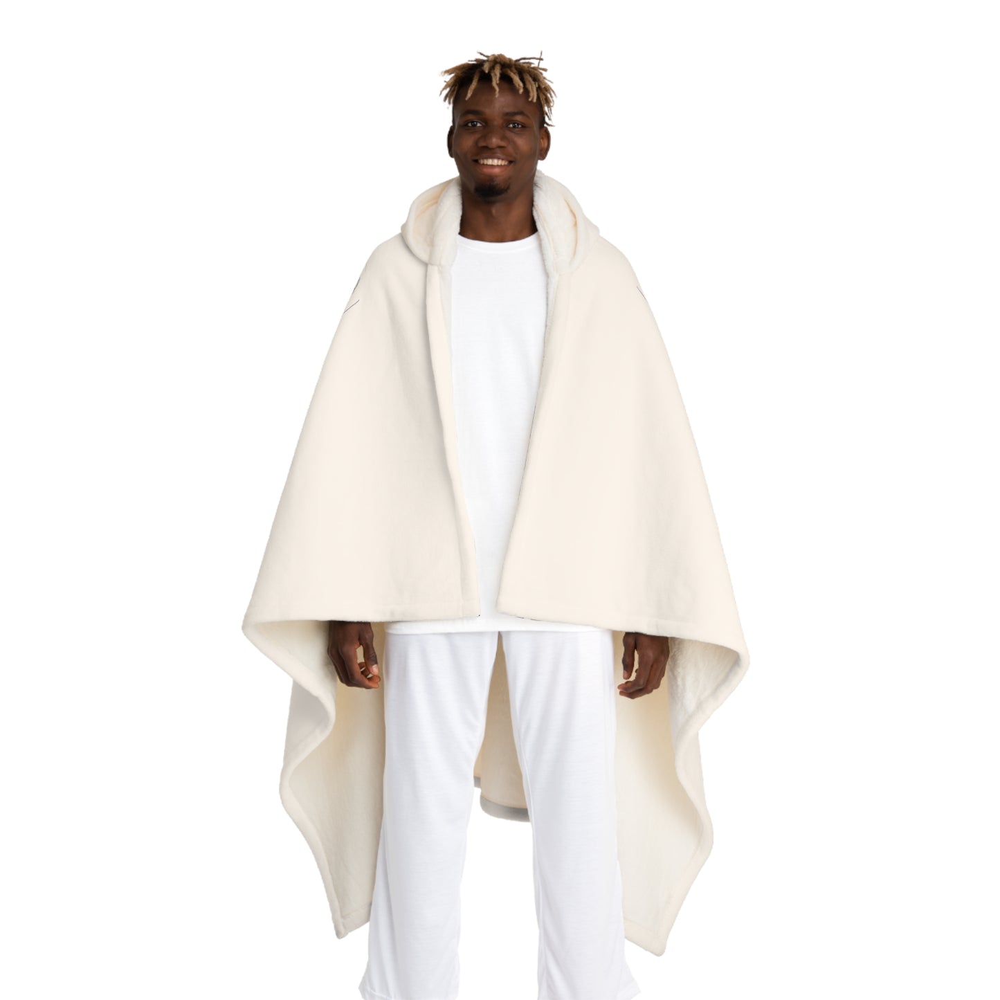 Hooded Sherpa Fleece Blanket - Cozy Navy & Red Cloak with Hood