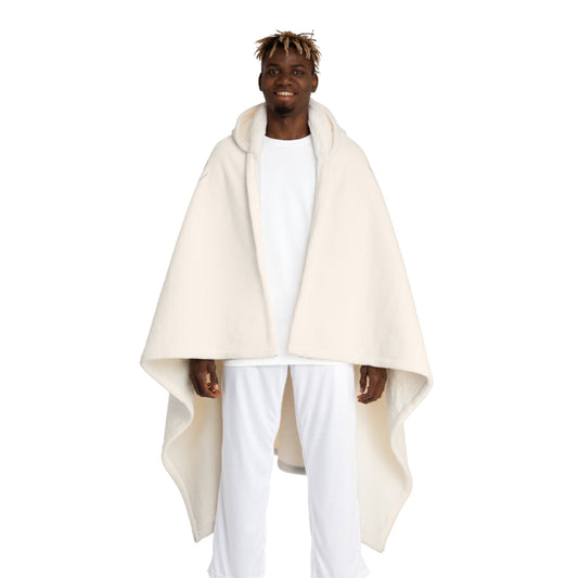 Hooded Sherpa Fleece Blanket - Cozy Navy & Red Cloak with Hood